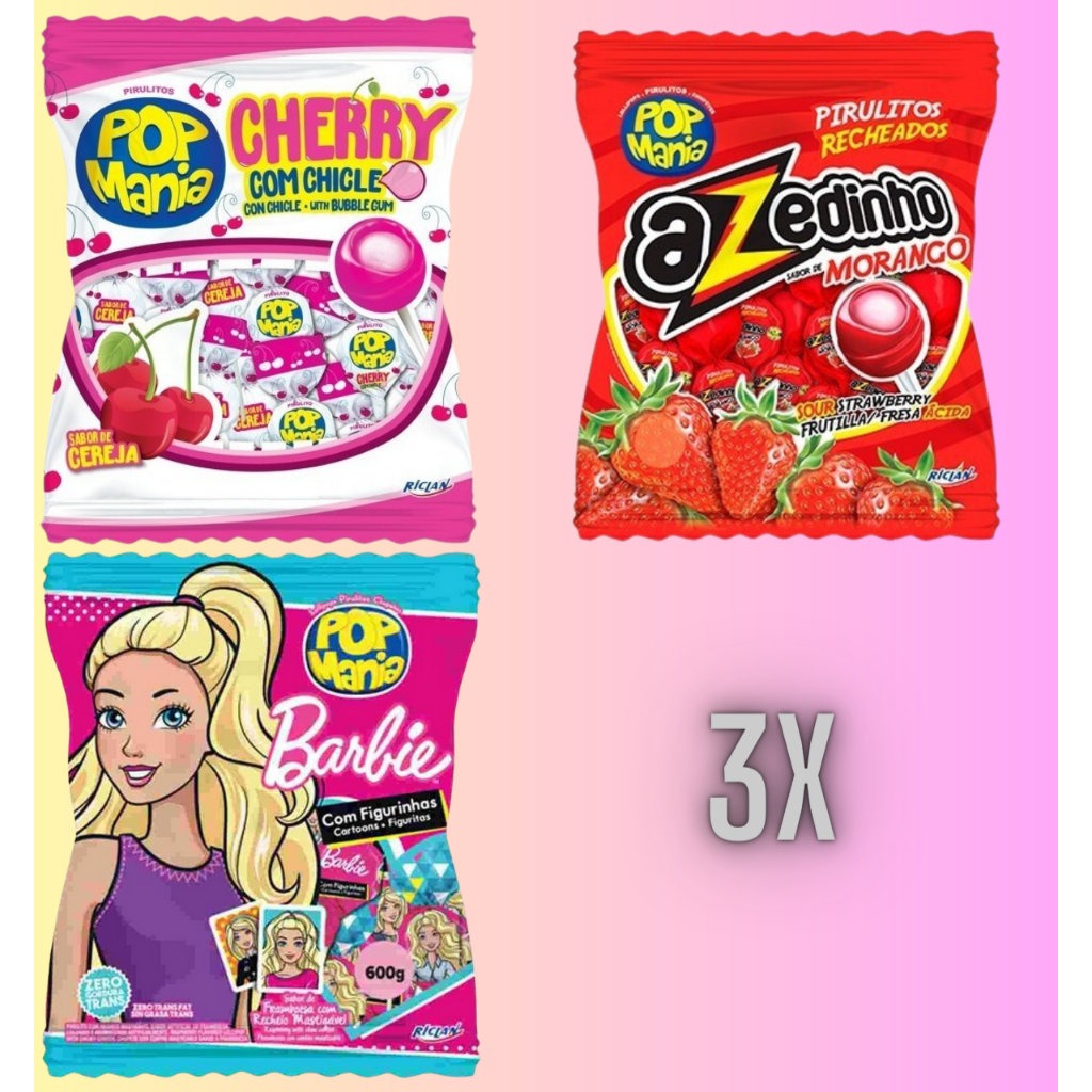 Pirulito Pop Mania Barbie Framboesa 50 unidades em Promoção na Americanas