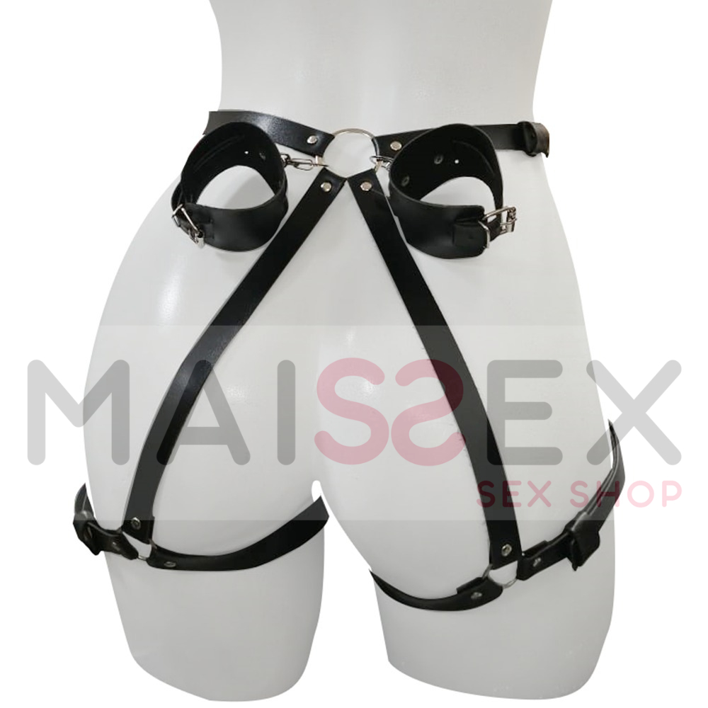 Harness Feminino Couro Cintura X Arreio Lingerie em Couro