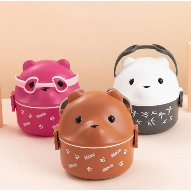 Bolsa Térmica Infantil Lancheira Escolar Marmita C/Alça Estampas Animais  Fofos 3D (URSO MARROM)