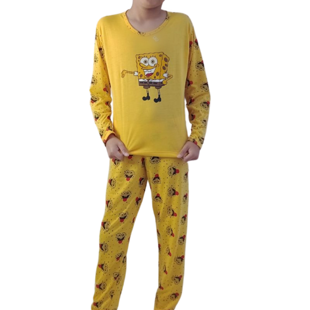 Pijama Infantil Manga Longa Desenho Bob Esponja | Shopee Brasil