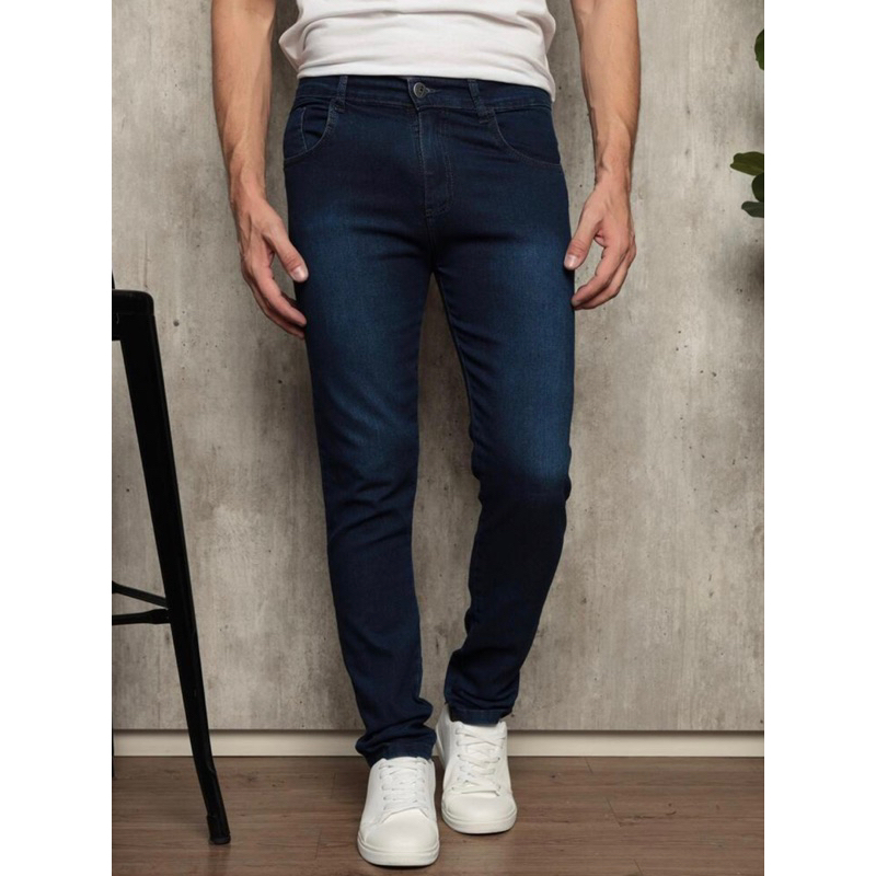 Calça Jeans Masculina para Trabalho Serviço Escura Slim Elastano