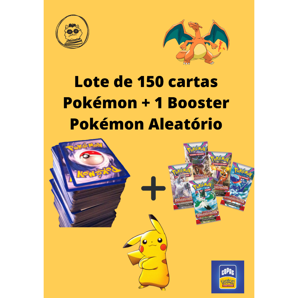 Booster Pokémon aleatório + 1 Carta Pokémon Brilhante aleatória