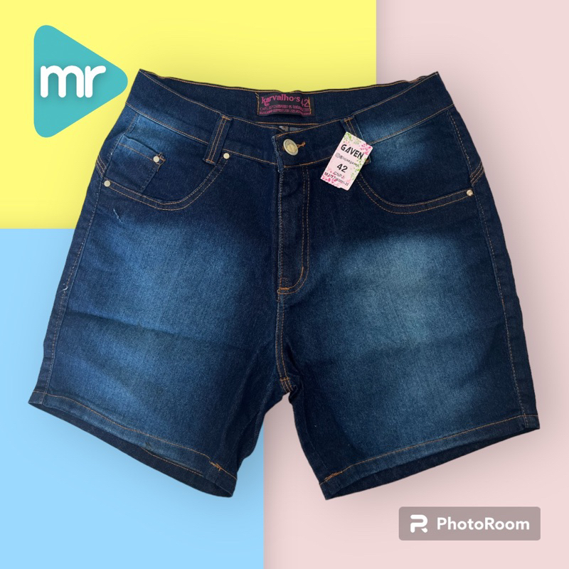 Short Jeans Feminino Cintura Alta Levanta Bumbum Com Lycra