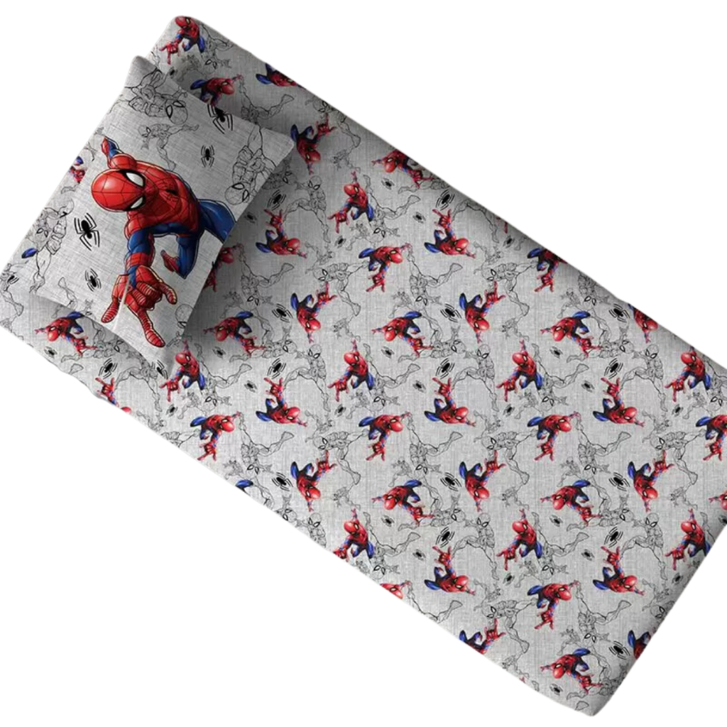 Jogo de Cama Infantil Solteiro Homem Aranha 2 Peças Marvel Cinza