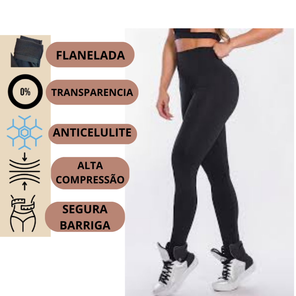 Calça legging skinny suplex flanelada preta – Lavinny Store