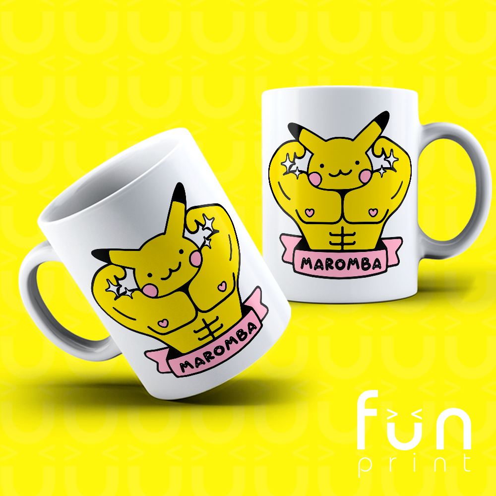 Caneca Cerâmica Estampada Desenho Pokemon (Pikachu)