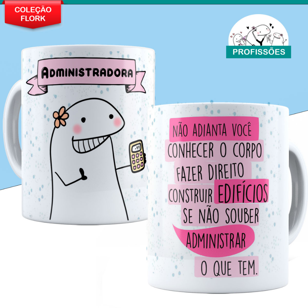 Caneca de Porcelana FARMACÊUTICA - Profissão Flork - Meme Boneco