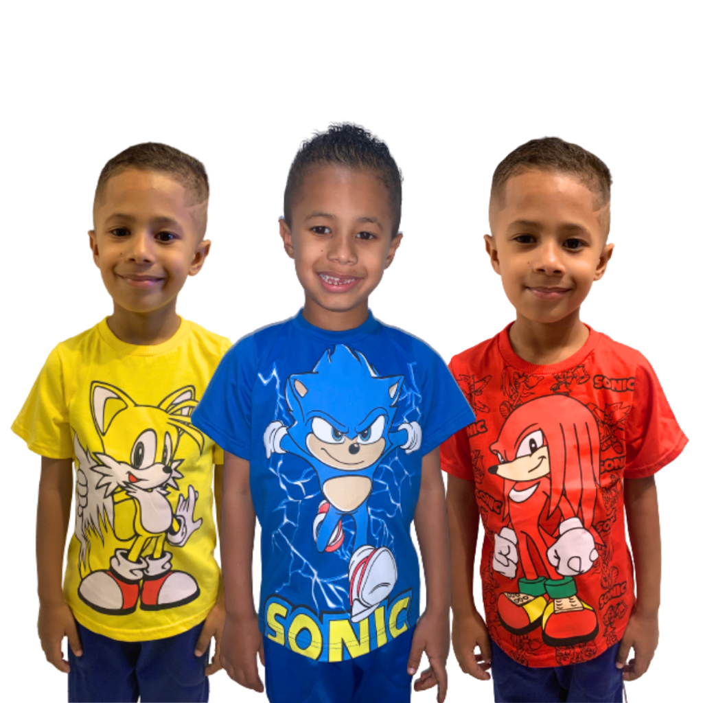 Camiseta Tails Sonic Infantil Amarela