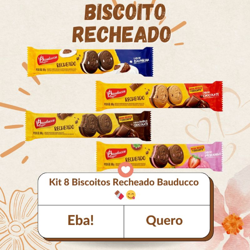 Biscoito Recheado Bauducco Sabor Duplo Chocolate 108g