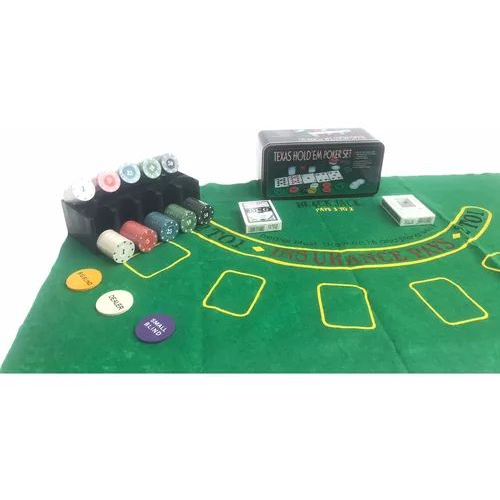 Kit Jogo Poker profissional Texas Hold'em 200 Fichas Numeradas + Feltro