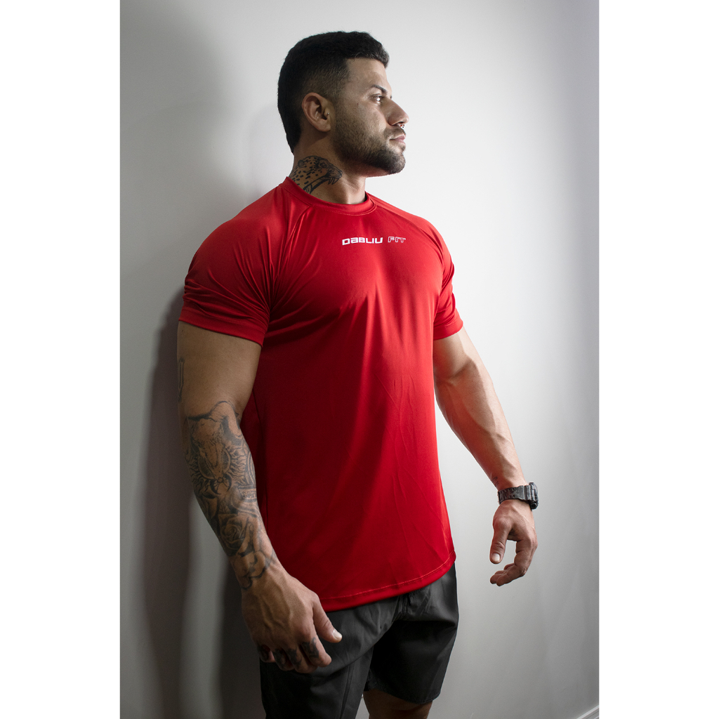 Camiseta Dry Fit Masculina Vermelha - Proteção UV 35+