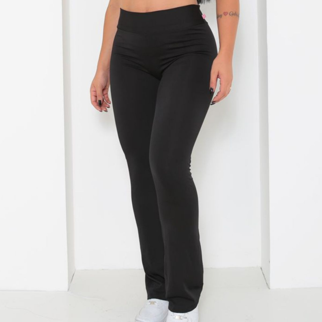 Kit 2 Calças Legging Feminina Cintura Alta 8cm Confortavel Preto