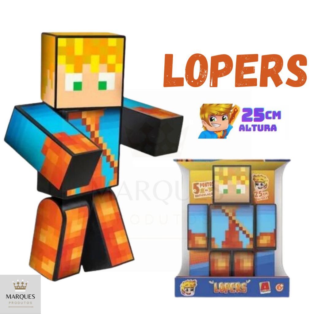 Boneco Lopers r Minecraft - 25cm - Algazarra - Boneco
