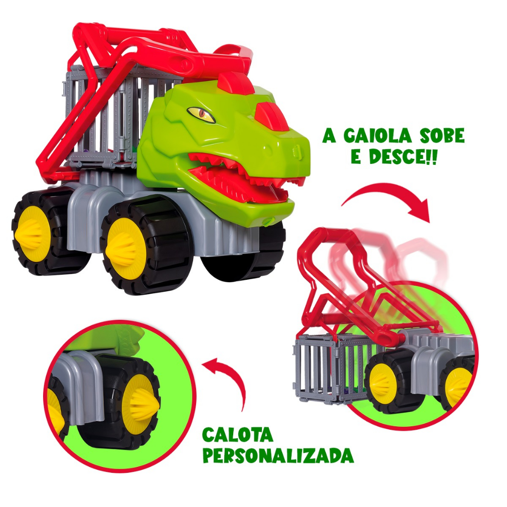 Caminhão Gigante T-rex Safari - Rodas Livres De 48cm + Dinos