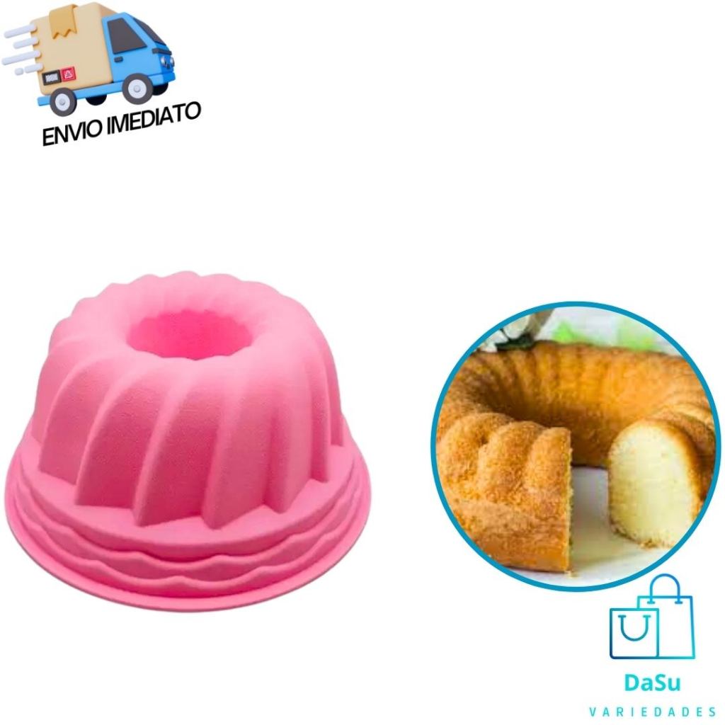 Forma Silicone Redonda Furo Decorada Bolo Pudim Torta - Dupari