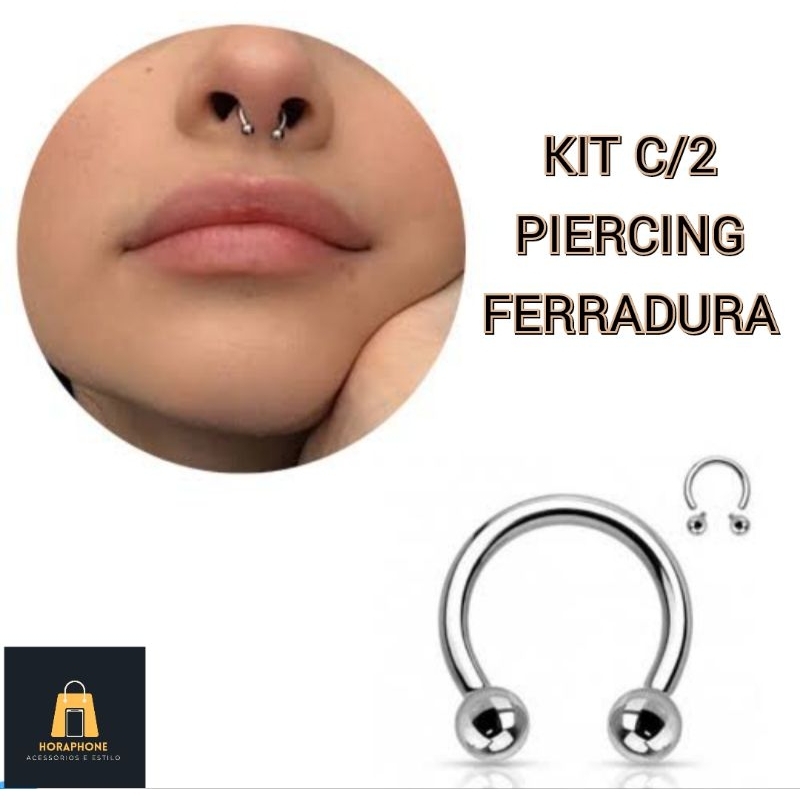 Piercing Kit 10un Ferradura Orelha Boca Septo Aço Cirúrgico