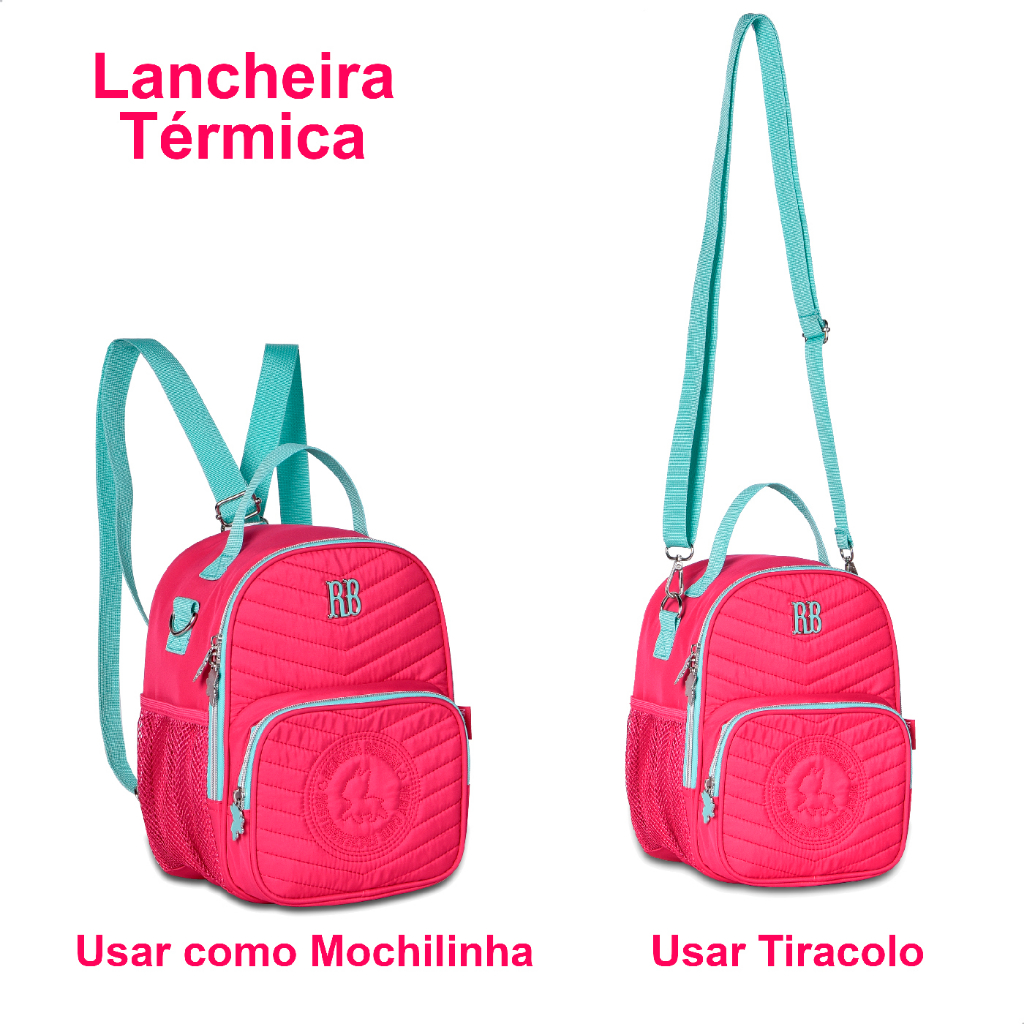 Mochila Escolar Luluca Azul e Rosa - Clio Style - nivalmix