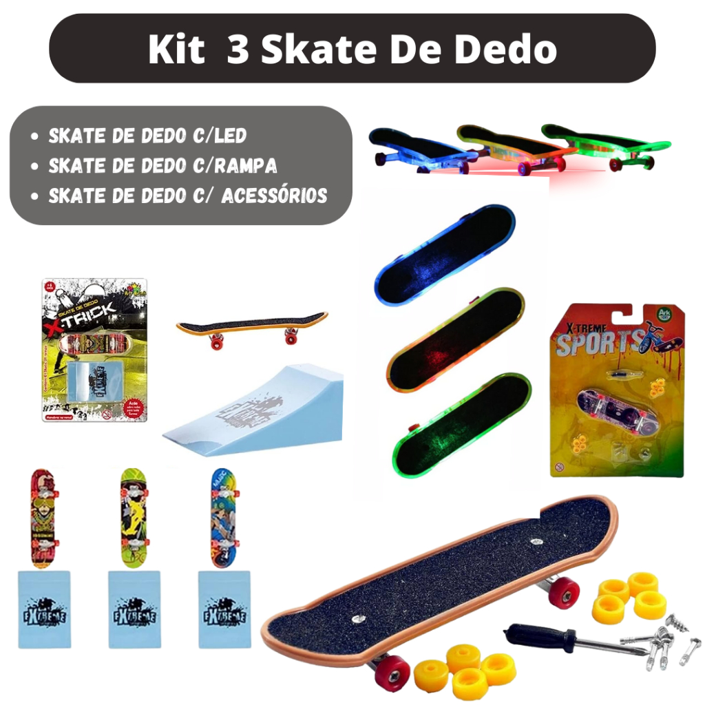 Kit 3 Skates De Dedo Fingerboard - Marca Radical X-trick