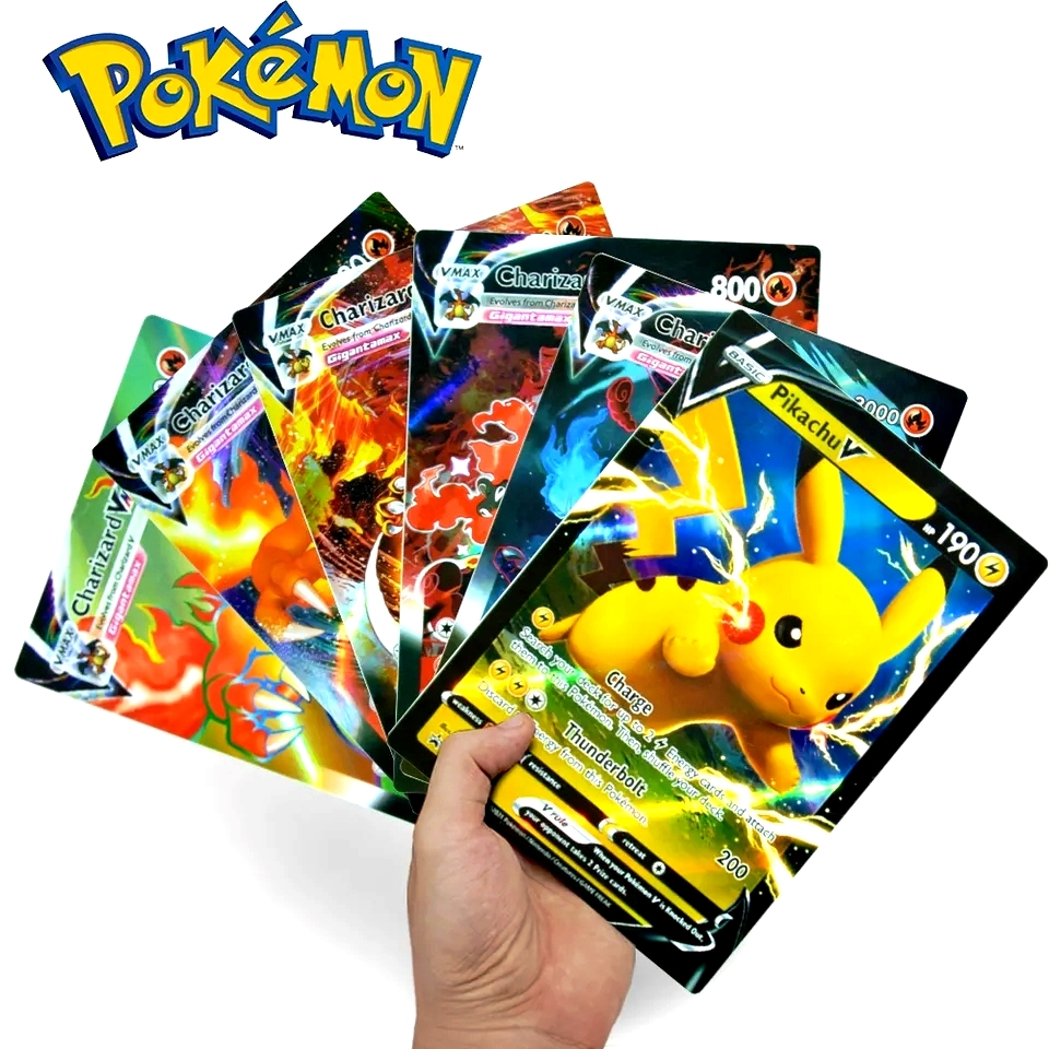 Kit 6 Cartas Pokemon com Charizard Arceus Pikachu Mewtwo Cartas