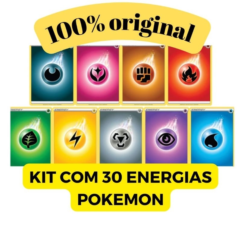 Kit 96 Energia basica - 12 de cada tipo e uma especial pokémon tcg oficial  copag