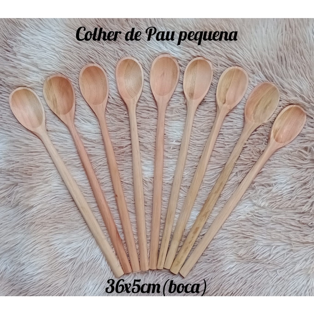 Colher de Pau 36cmX5cm Kit com 100 peças | Shopee Brasil