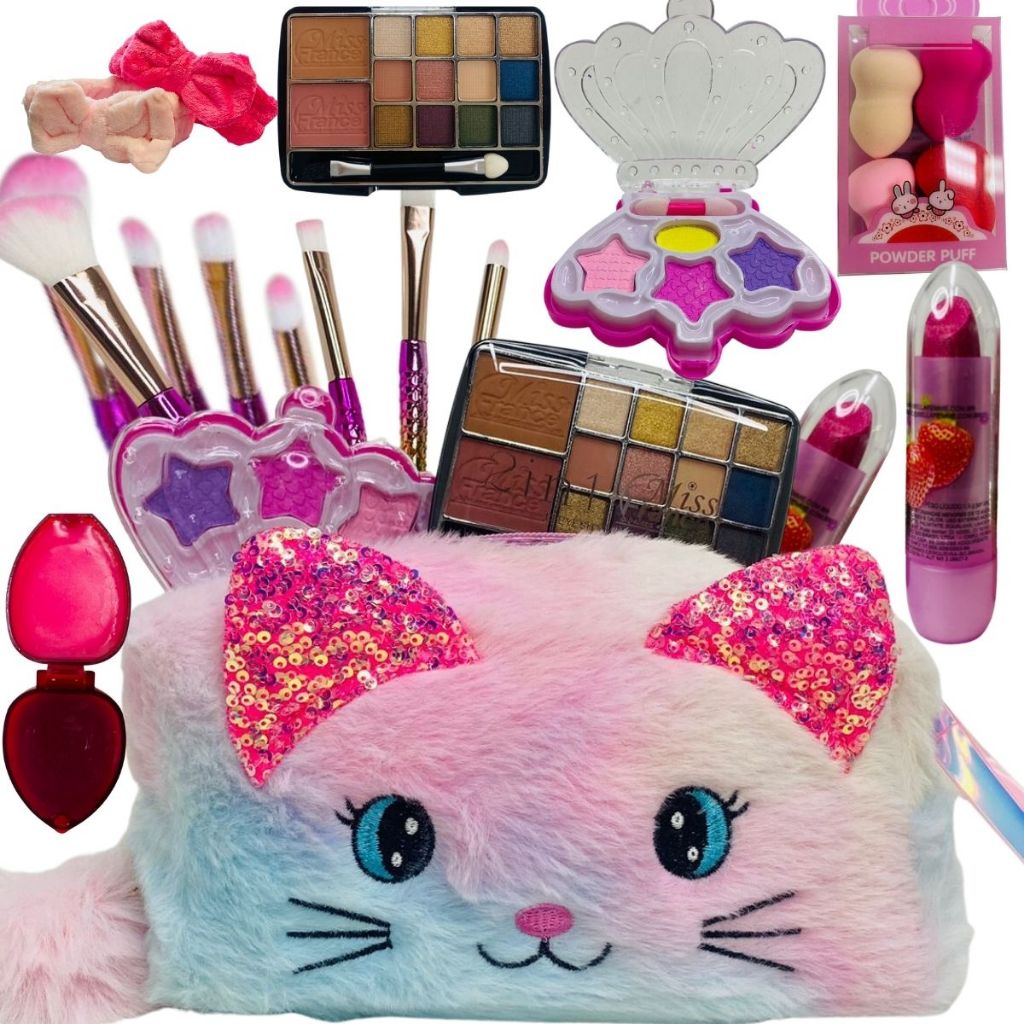 Mala Kit Maquiagem Infantil Barbie Batom Sombra Esmalte