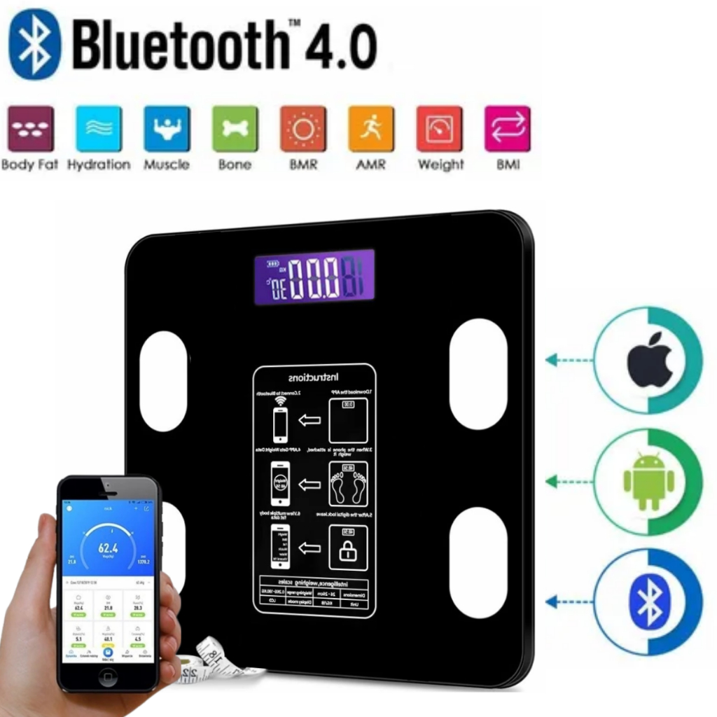 Báscula digital Bluetooth* con análisis corporal, hasta 180 kg