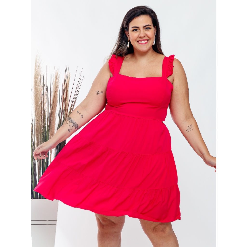 VESTIDO PLUS SIZE MALHA COM BABADO - Loja Moda Grande Brasil