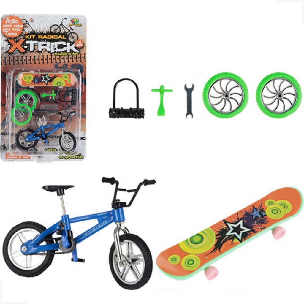 Skate Dedo 3un Mini Brinquedo Radical Com Bicicleta Kit Top