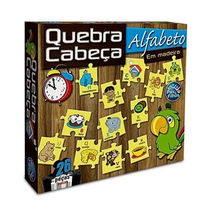 Puzzle educativo de madeira Alfabeto e Números - CreativPad