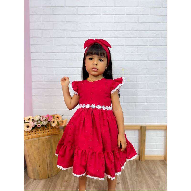 Vestido Laise Luxo Infantil Rosa Bebê Menina Roupa Princesa