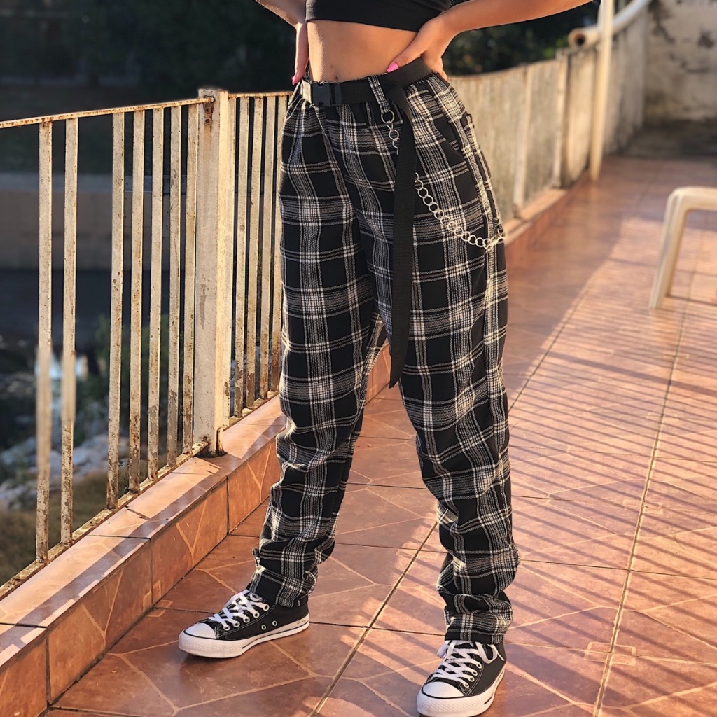 Calça xadrez feminina store amarela