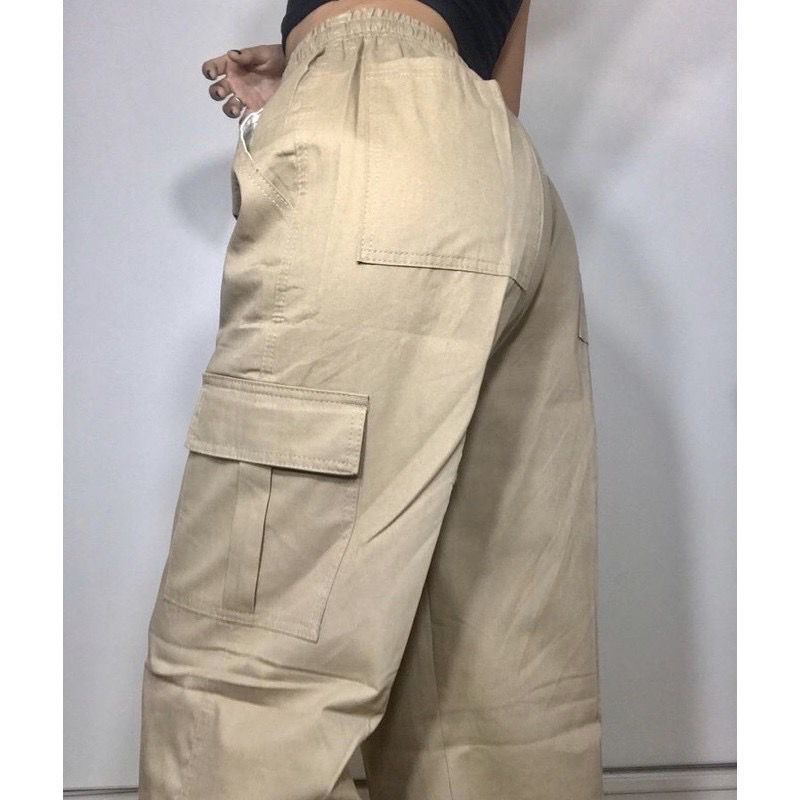 Calça cargo caqui store feminina