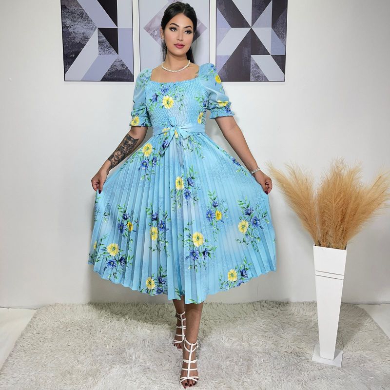 Vestido plissado sale estampado