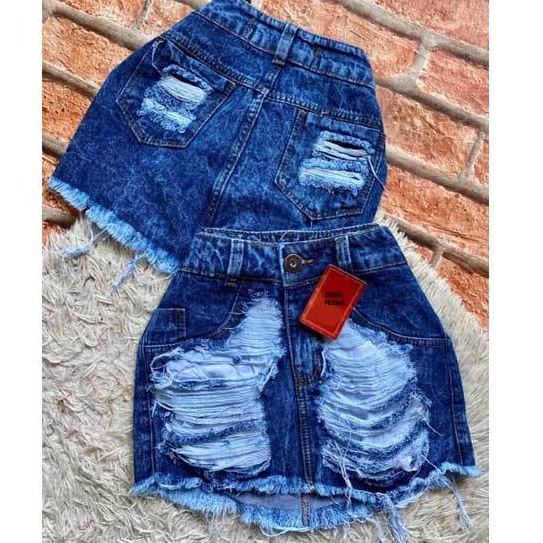 Saia midi best sale jeans detonada