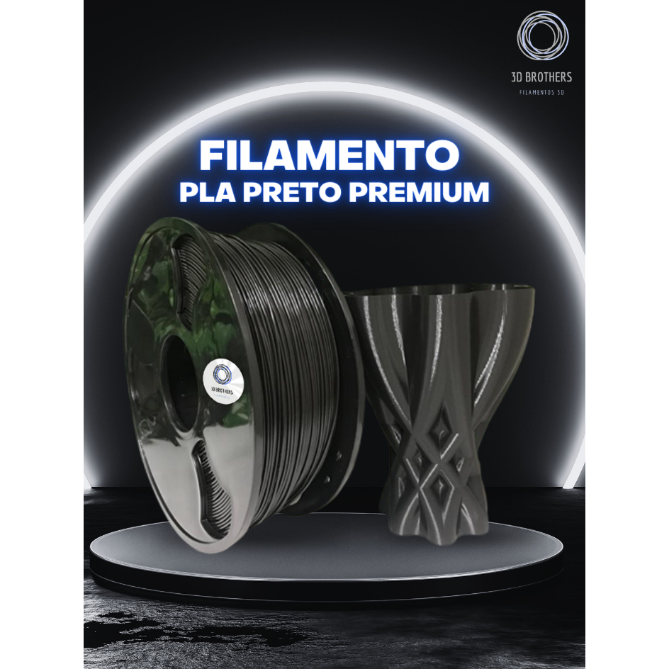 Filamento 3D PLA PREMIUM - PRETO - 3D Brothers