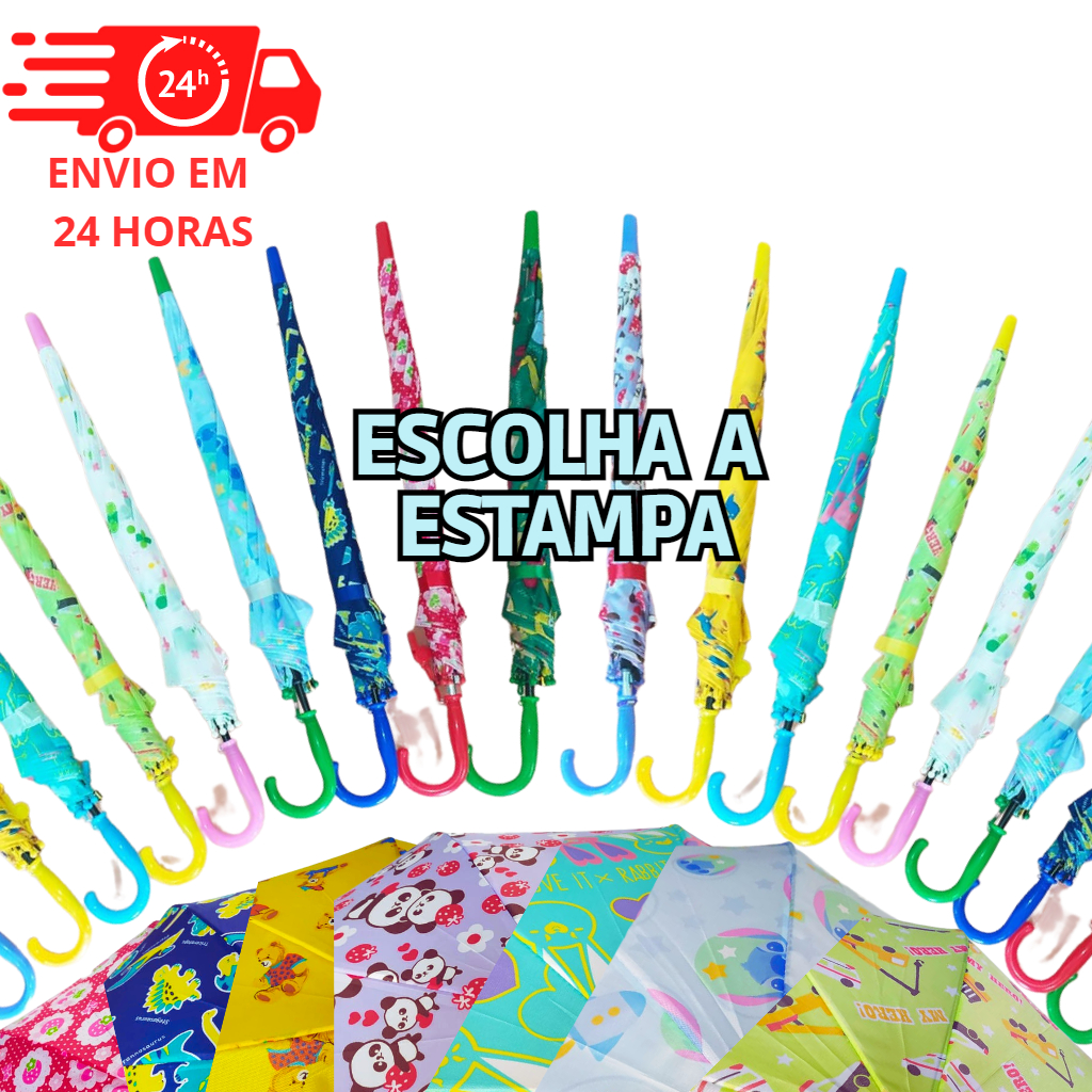 GUARDA CHUVA SOMBRINHA COM APITO COLOR LISO INFANTIL