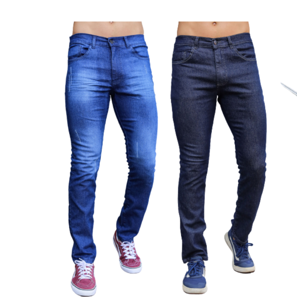 Kit 3 Calças Jeans Masculina Slim Com Lycra
