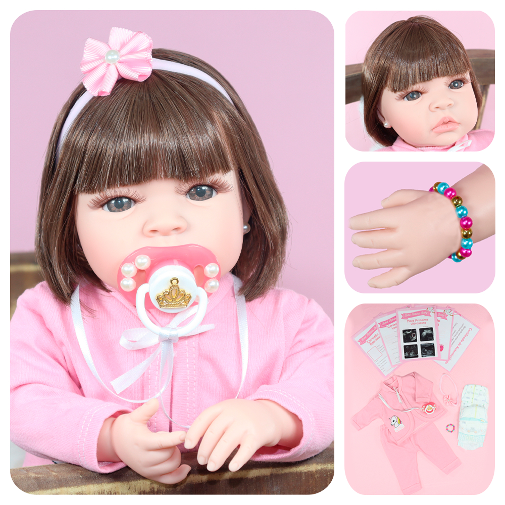 Boneca Bebê Reborn Recém Nascida Morena Vários Acessórios - ShopJJ -  Brinquedos, Bebe Reborn e Utilidades