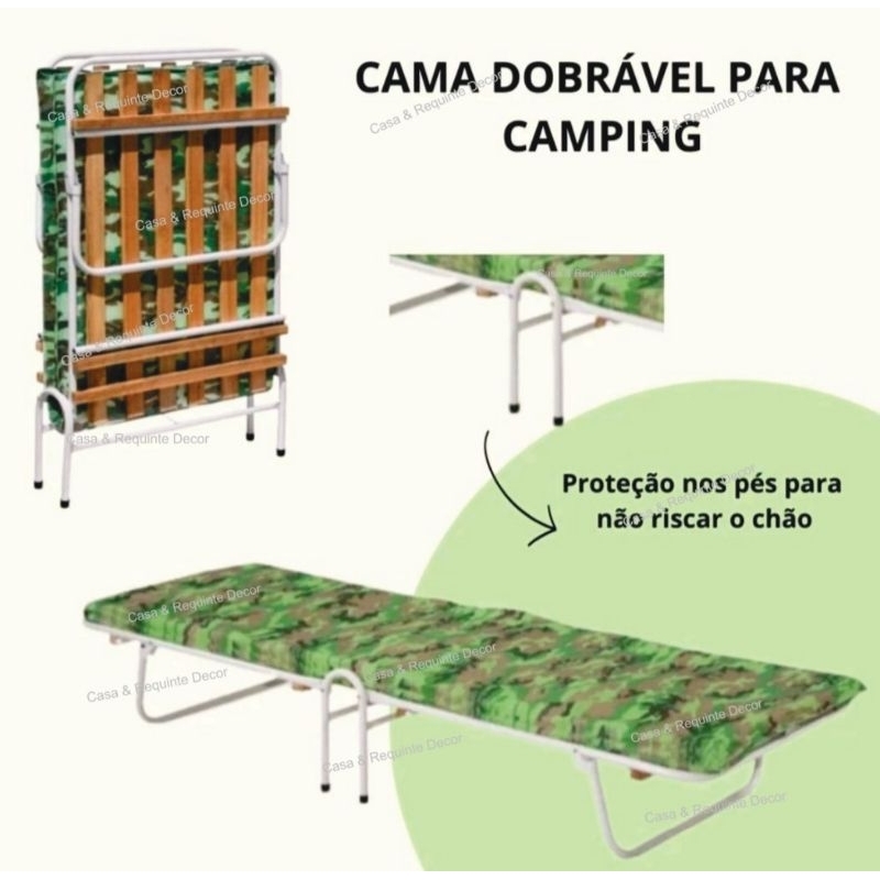 Cama Dobravel Solteiro Camping Acampamento Com Colchão