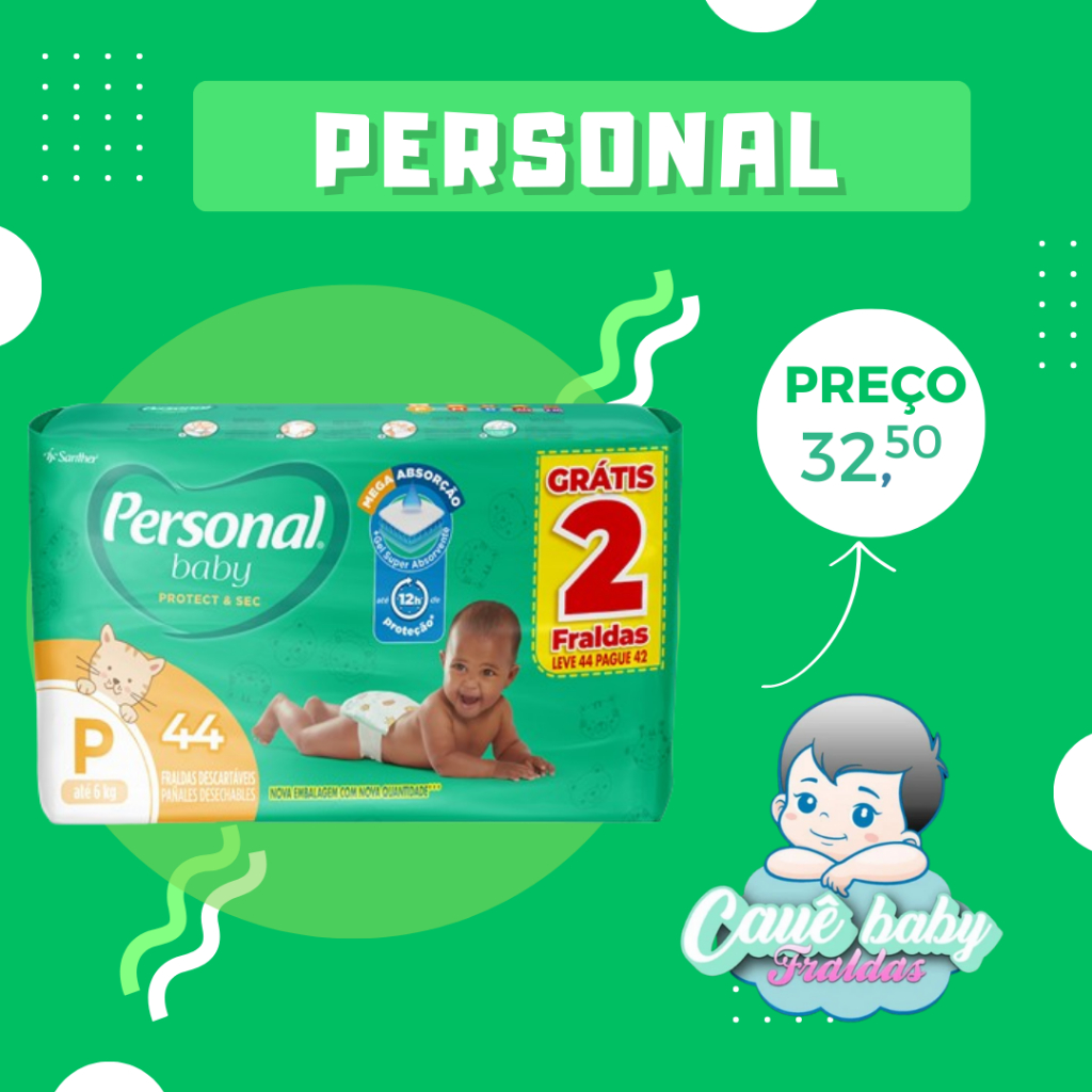 Fralda Personal Baby Protect Sec Mega P com 44 Unidades