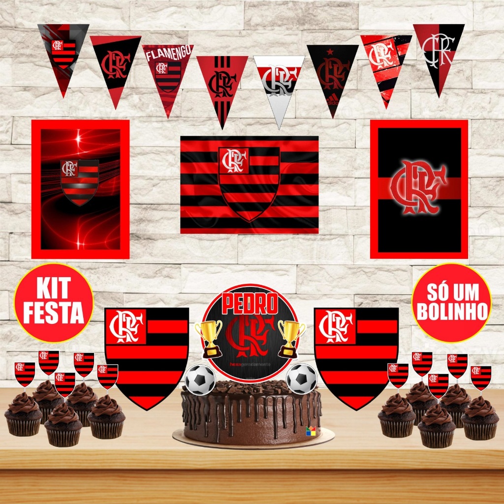 Topo de bolo personalizado Flamengo - Loja de Balões, Artigos para