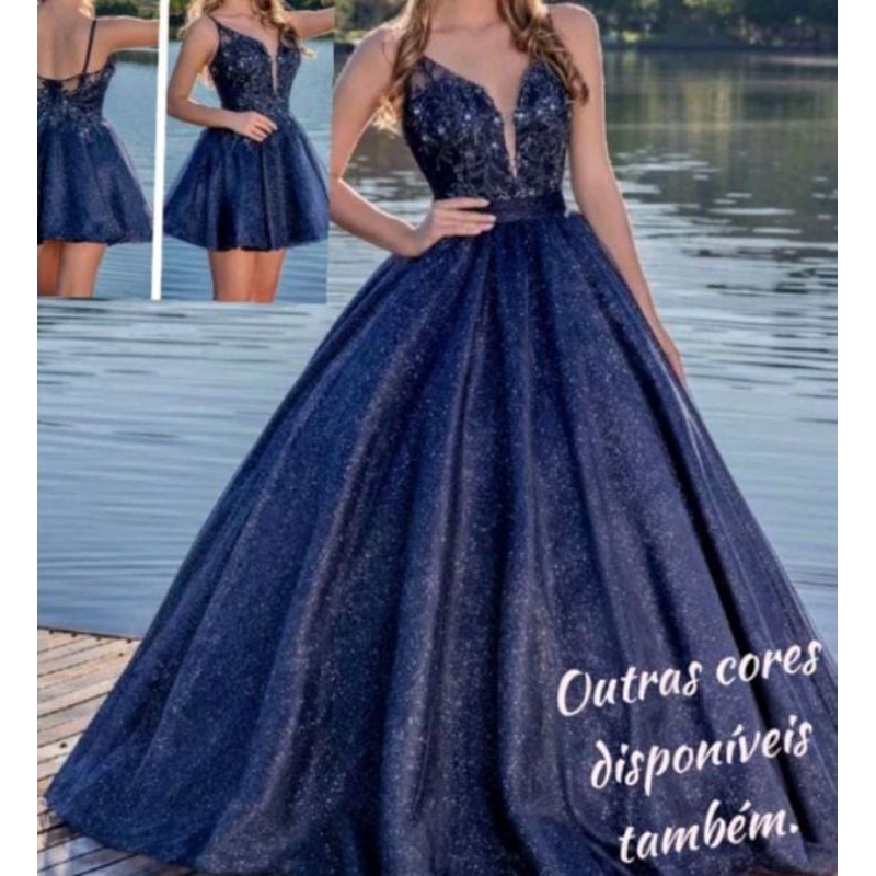 Vestido de debutante azul best sale e preto