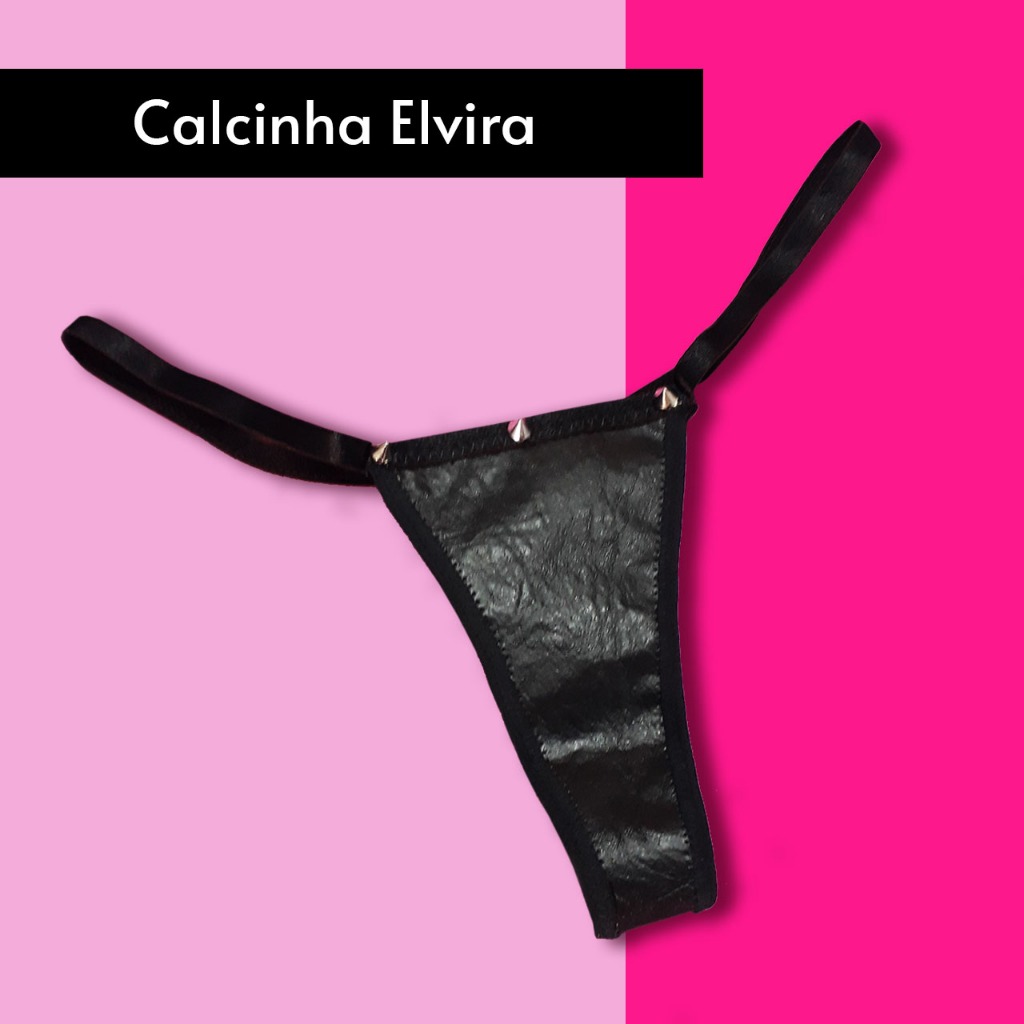 ELVIRA - Calcinha Fio dental de Couro Fake e Spikes Moda íntima Feminina  Sexy Goth Alternativa | Shopee Brasil