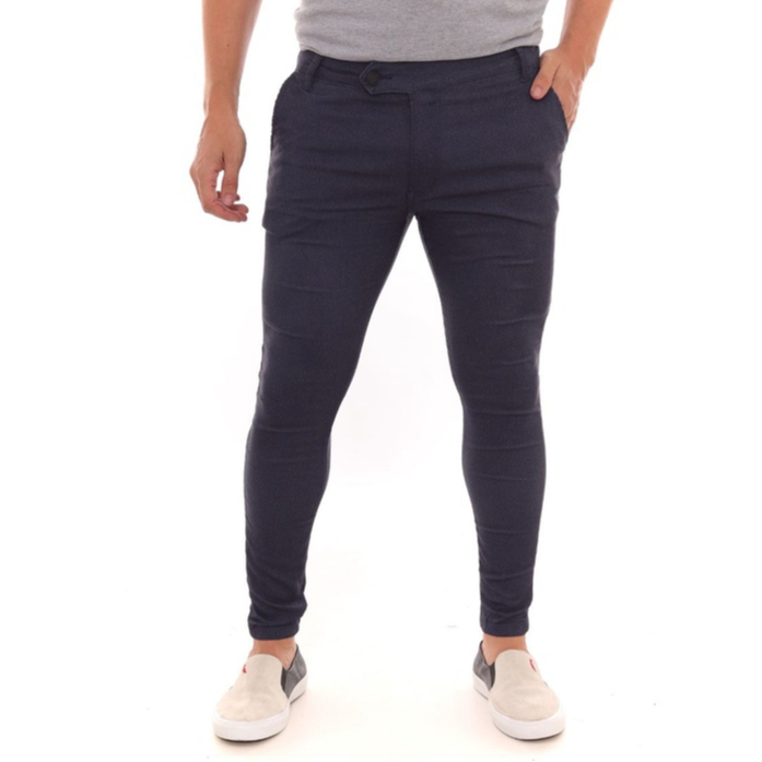 CALÇA DE SARJA COM ELASTANO CÓS TRANSPASSADO AZUL BEBÊ BX