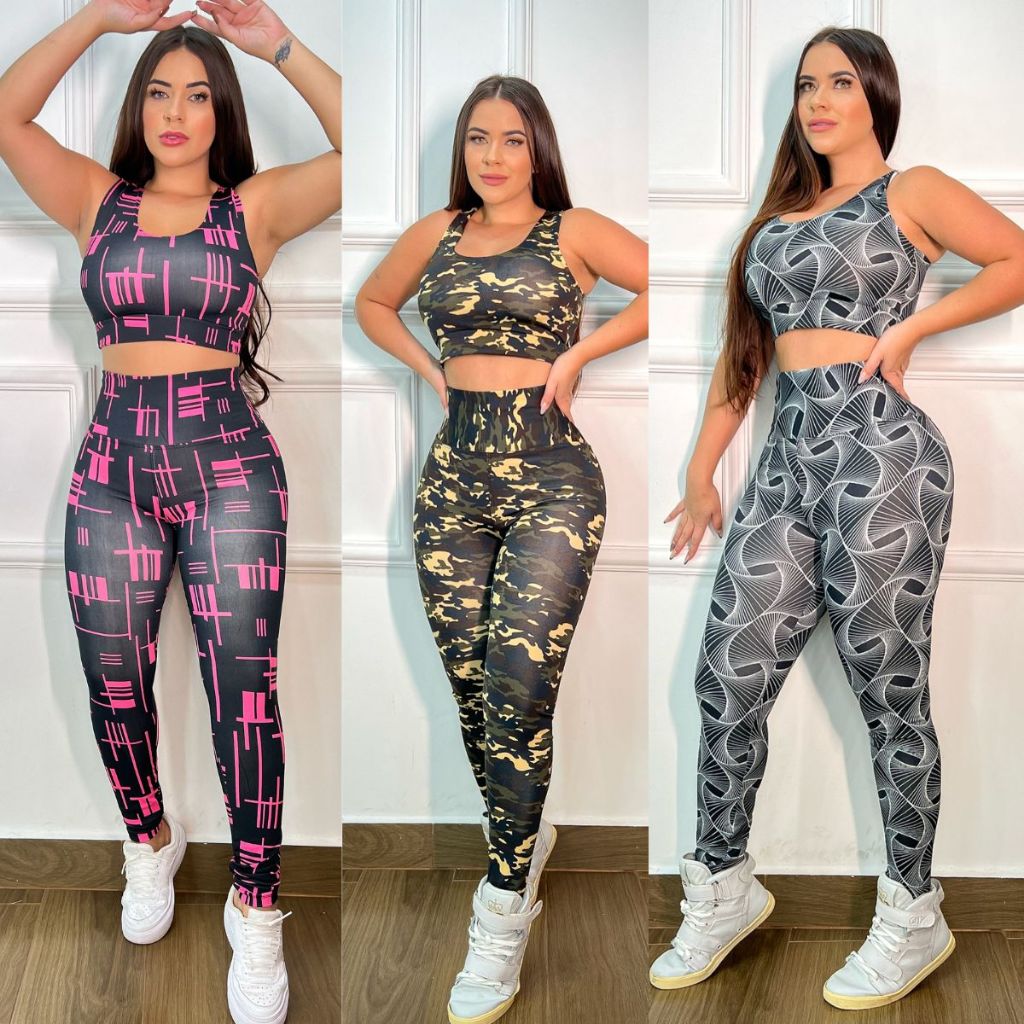 SEMPRE LINDA Kit Com 2 Conjuntos Roupa De Academia Moda Feminina 2