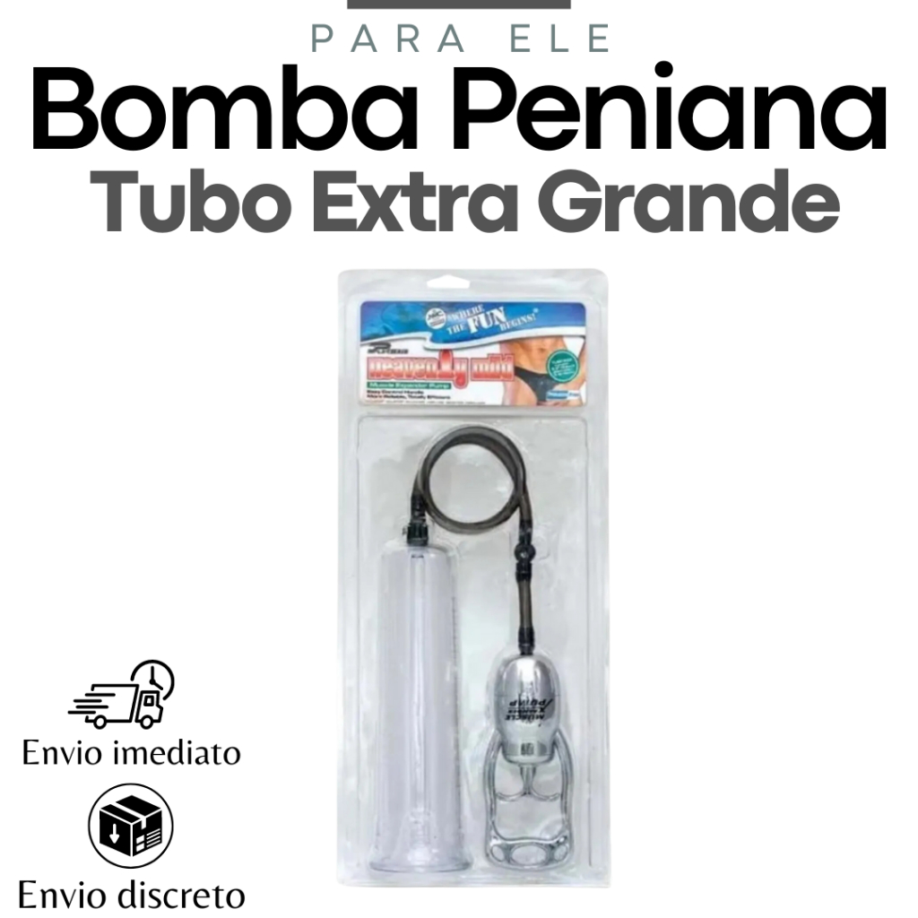 Bomba Peniana Manual com Tubo Extra Grande Cilindro 22cmX6cm Feito Em PVC  Sex Shop