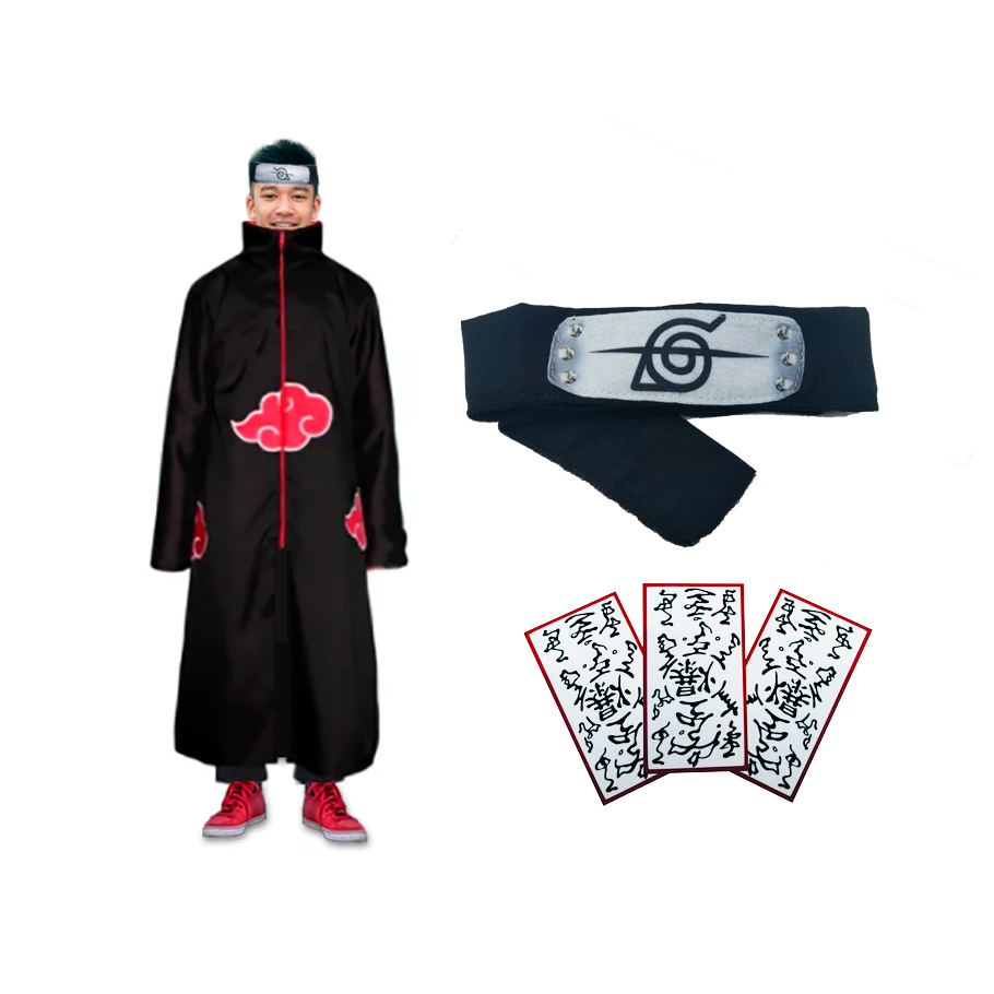 Capa Manto Akatsuki Naruto Cosplay Fantasia Itachi + Bandana Pronta Entrega  | Shopee Brasil