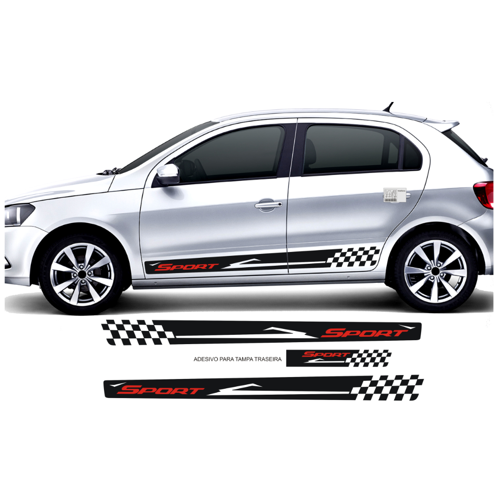 Kit Acessórios Adesivos Faixa Vw Gol Quadrado Racing