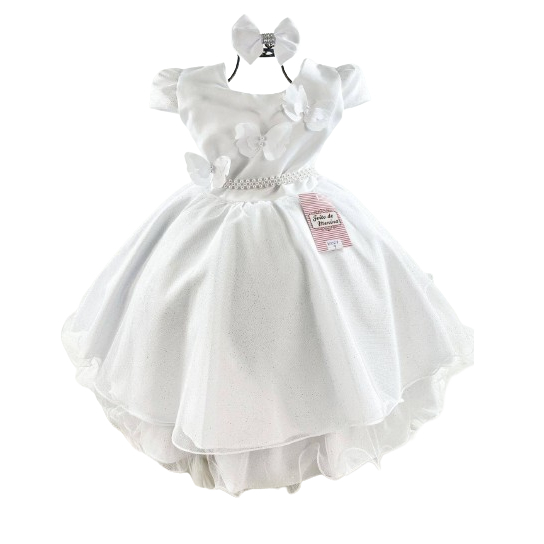Vestido Branco Batizado Ano Novo Bebê Menina Luxo - SACOLA DO BEBÊ